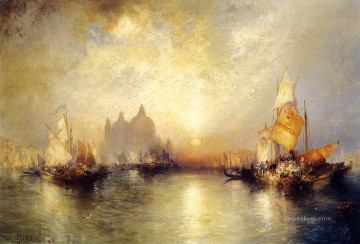  Moran Pintura - Entrada al Gran Canal Venecia 2 barco marino Thomas Moran Beach